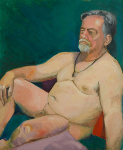 Seated Male Nude with Goatee, oil painting by Arye Shapiro