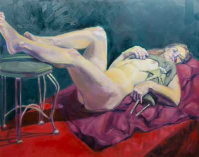 Reclining Nude with Voodoo Doll, oil painting by Arye Shapiro