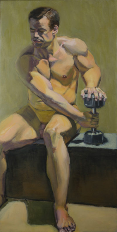 Male Body Builder, oil painting by Arye Shapiro