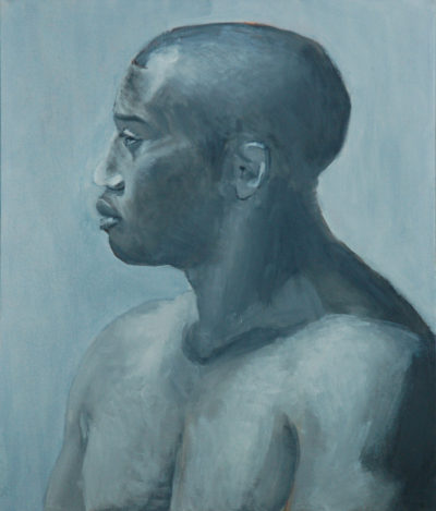 Male with Shaved Head, painting by Arye Shapiro
