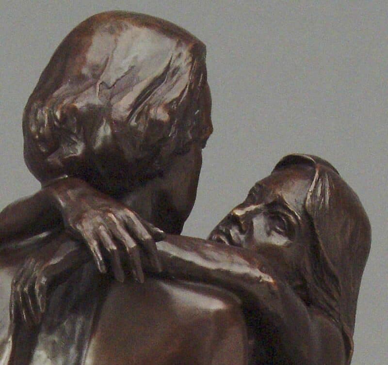 Embracing Couple, bronze sculpture (detail)