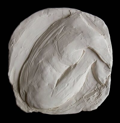 Julie (torso), ceramic figurative relief by Arye Shapiro