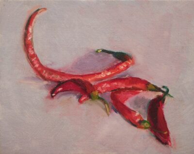 Spicy Red Peppers, painting by Arye Shapiro