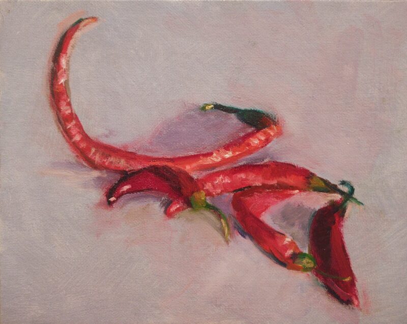 Spicy Red Peppers, painting by Arye Shapiro